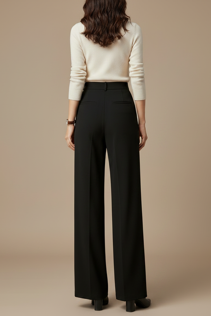 Pantalon Noir Femme Coupe Droite - Polyester - vue 2