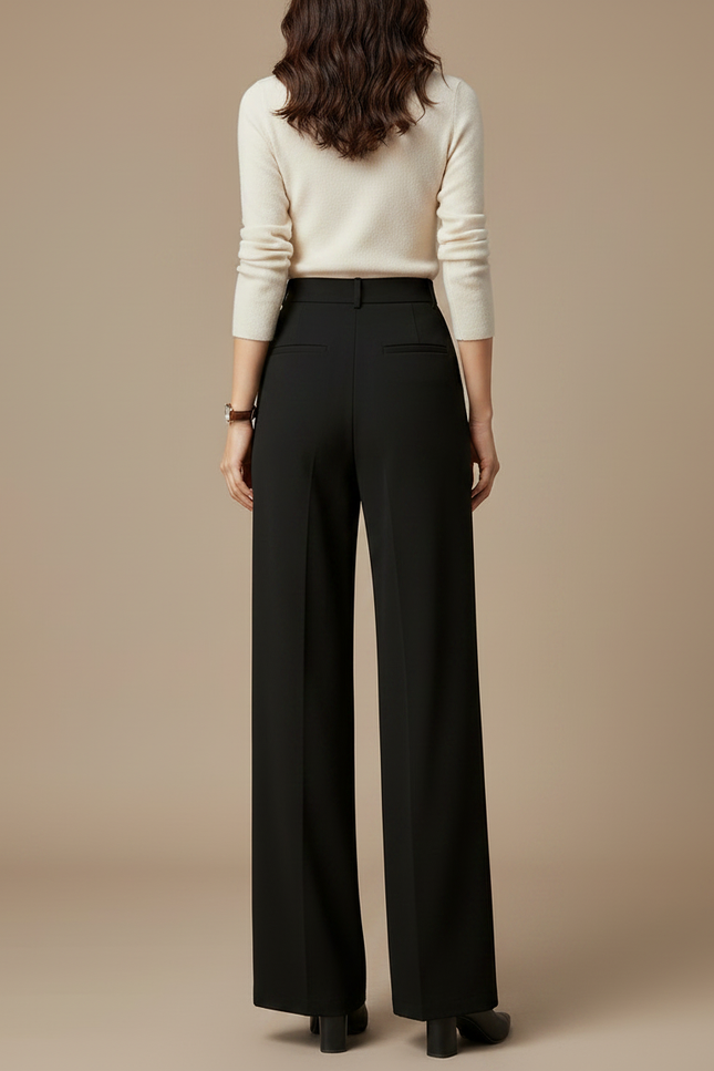 Pantalon Noir Femme Coupe Droite - Polyester - vue 2
