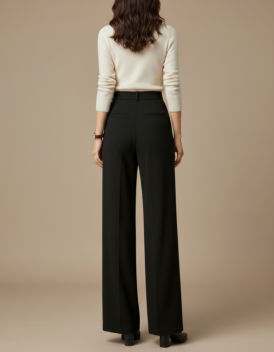 Pantalon Noir Femme Coupe Droite - Polyester - vue 2