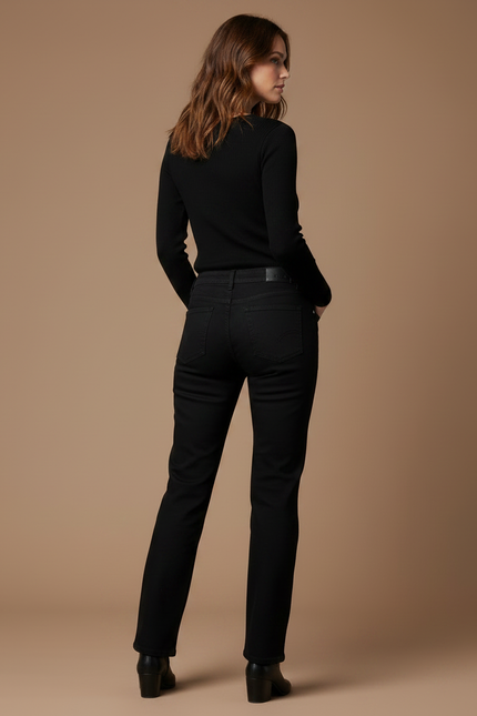 Pantalon Noir Jean Étoiles Léopard Droite Femme - vue 2