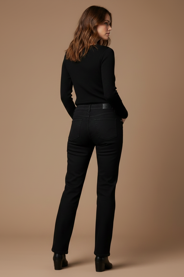 Pantalon Noir Jean Étoiles Léopard Droite Femme - vue 2