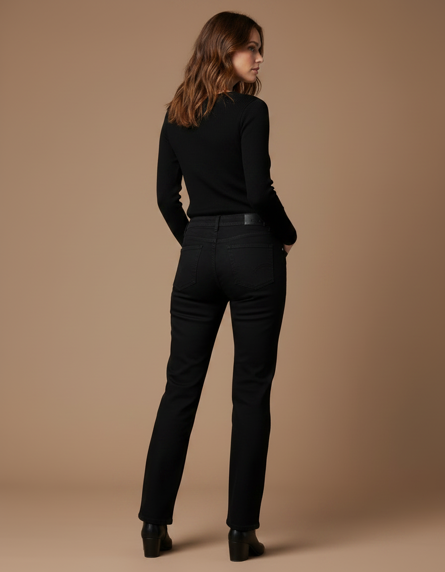 Pantalon Noir Jean Étoiles Léopard Droite Femme - vue 2