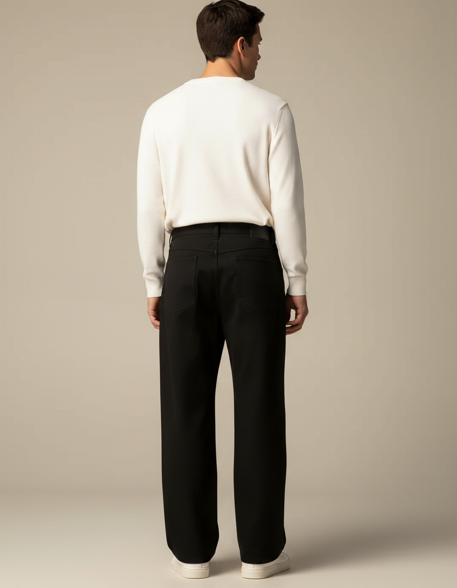 Pantalon Noir Baggy - Gabardine - vue 2