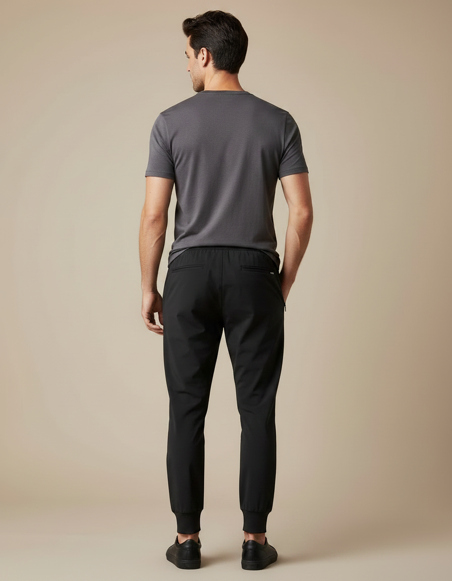 Pantalon Noir Homme Sportif Décontracté Ajusté Léger - Polyester - vue 2
