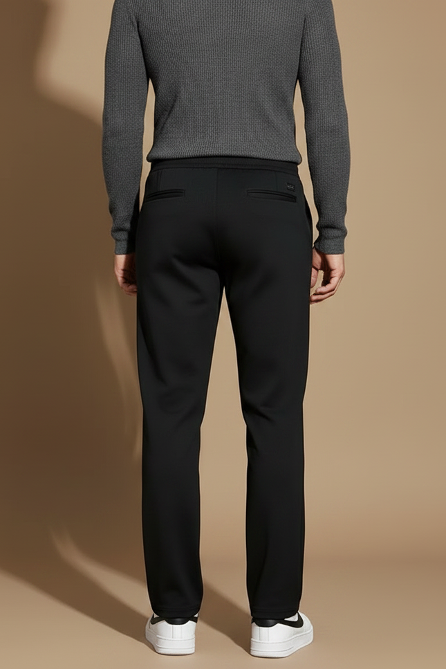 Pantalon Noir Homme Cordon Droit Décontracté - Molleton - vue 2