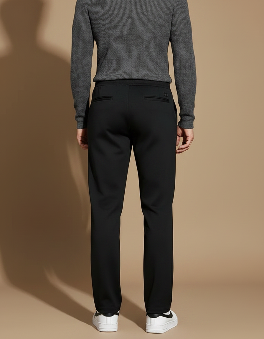 Pantalon Noir Homme Cordon Droit Décontracté - Molleton - vue 2