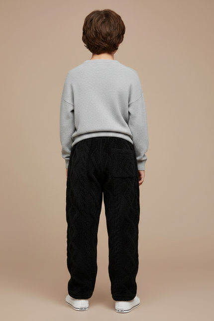 Pantalon Noir Molletonné Câblé Chaud Confortable Décontracté - vue 2