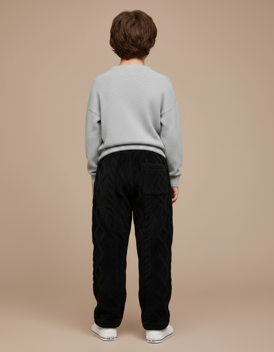 Pantalon Noir Molletonné Câblé Chaud Confortable Décontracté - vue 2