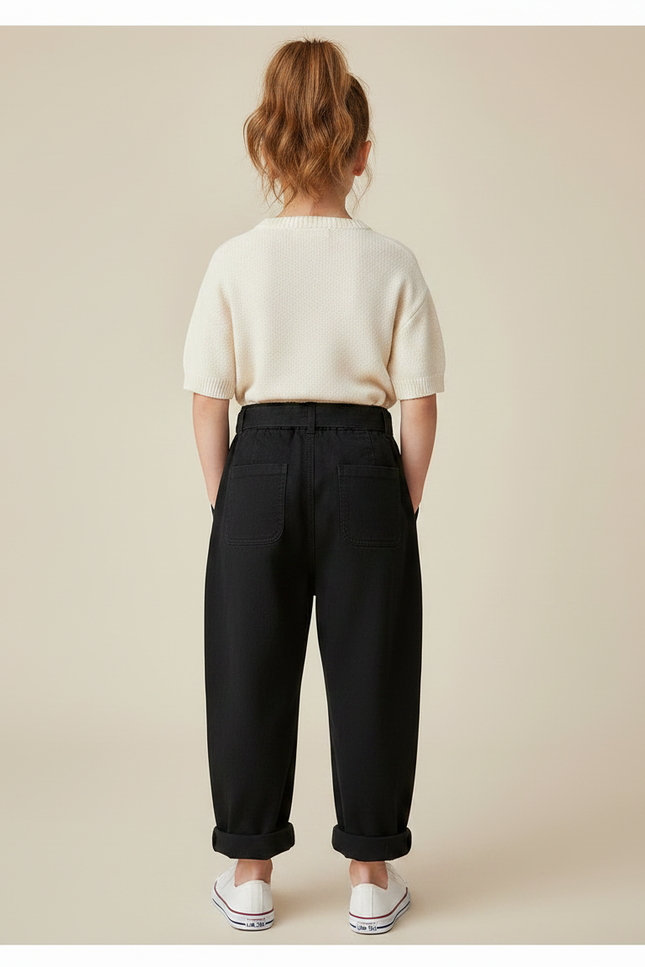 Pantalon Barrel Noir - Toile - vue 2