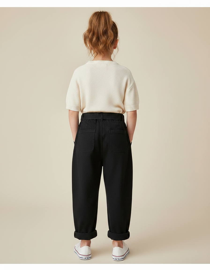 Pantalon Barrel Noir - Toile - vue 2