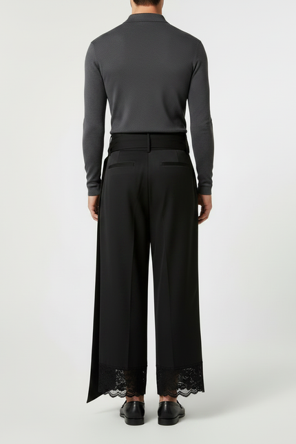 Pantalon Dentelle Noire - Polyester - vue 2
