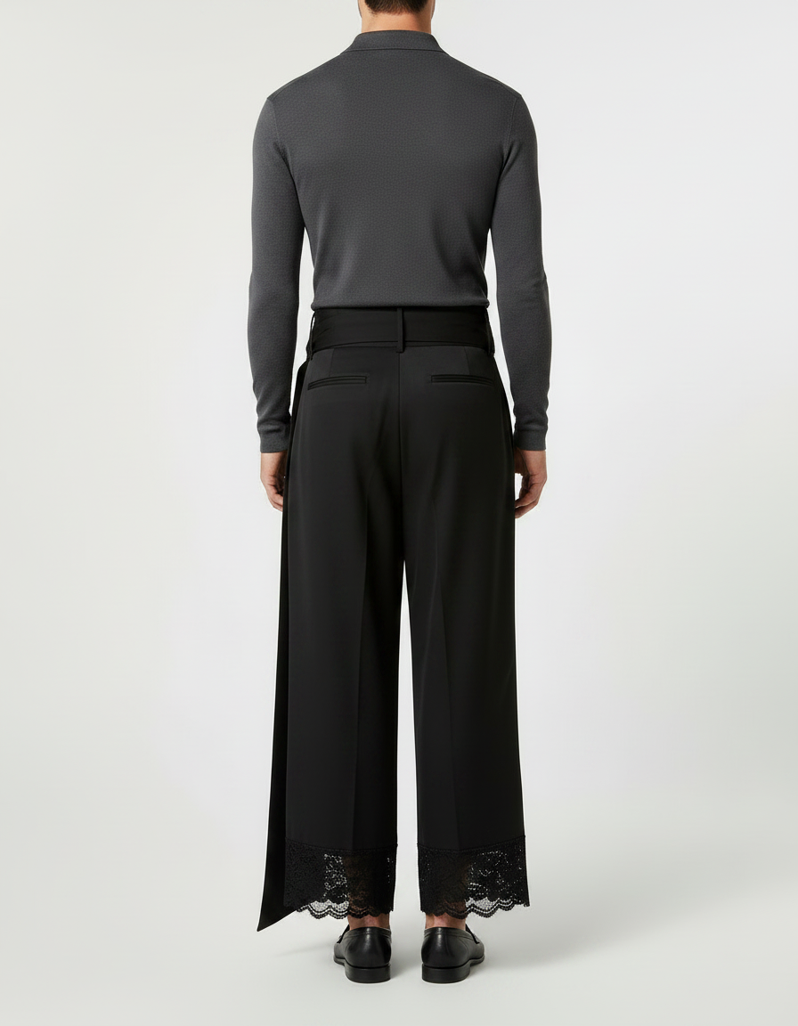 Pantalon Dentelle Noire - Polyester - vue 2