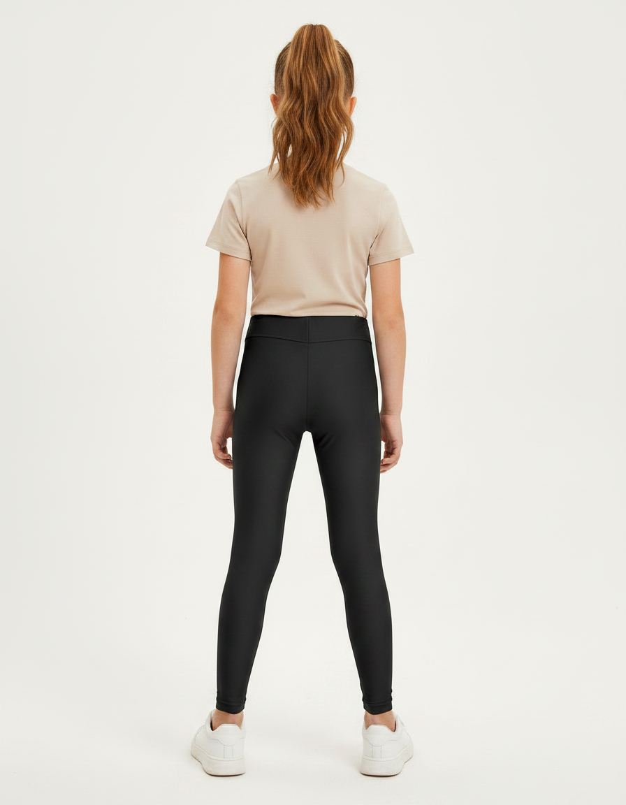 Pantalon Noir Fille Brillant Extensible Sport Confortable - Polyester - vue 2