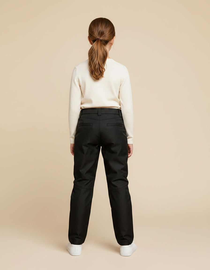 Pantalon Noir Sport Enfant Côtelé Zippé - Polyester - vue 2