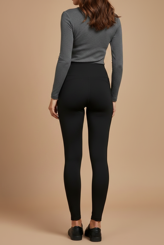 Pantalon Noir Legging Sport Femme Taille Haute - Polyester - vue 2