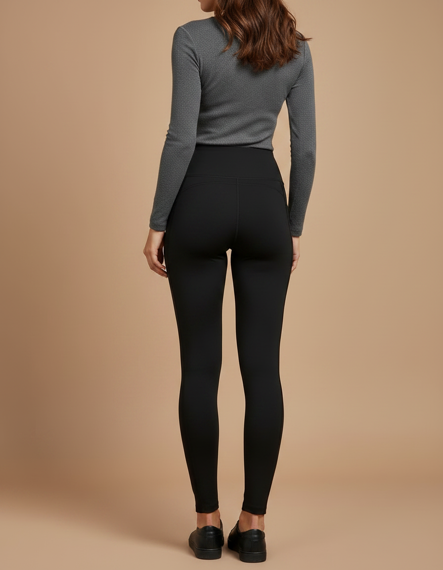 Pantalon Noir Legging Sport Femme Taille Haute - Polyester - vue 2