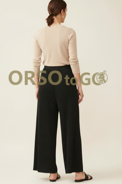 Pantalon Noir Plissé Femme - Polyester - vue 2