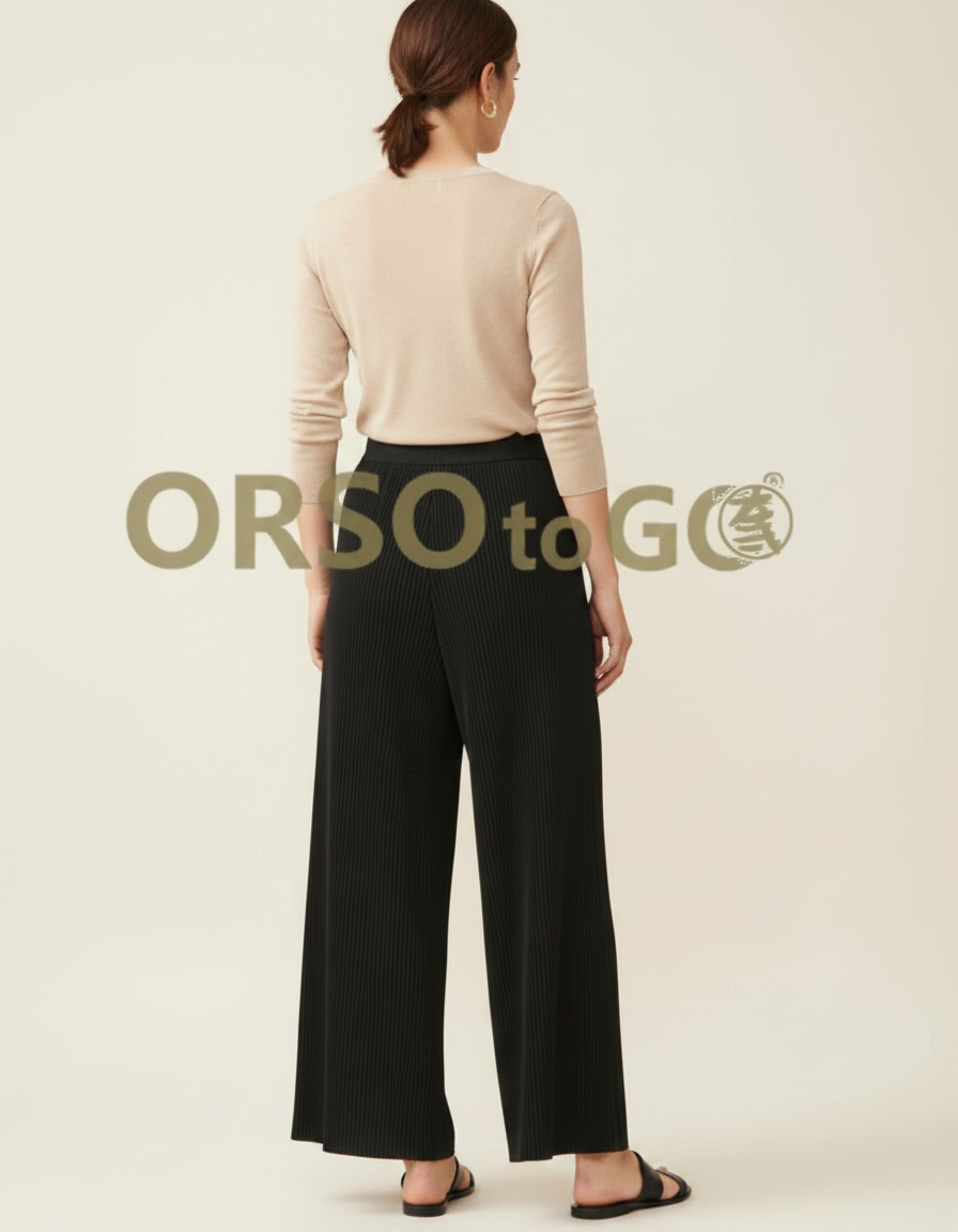 Pantalon Noir Plissé Femme - Polyester - vue 2