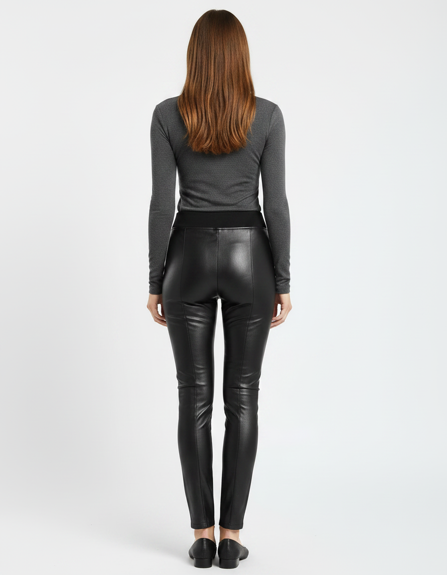 Pantalon Noir Femme Cuir - vue 2