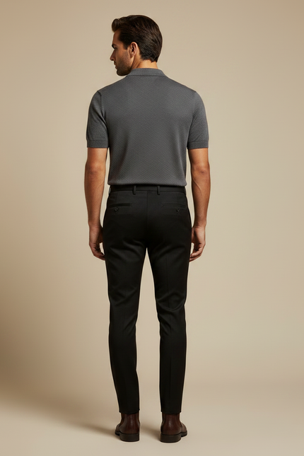 Pantalon Noir Slim Habillé Stretch Homme - Gabardine - vue 2