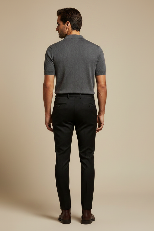Pantalon Noir Slim Habillé Stretch Homme - Gabardine - vue 2
