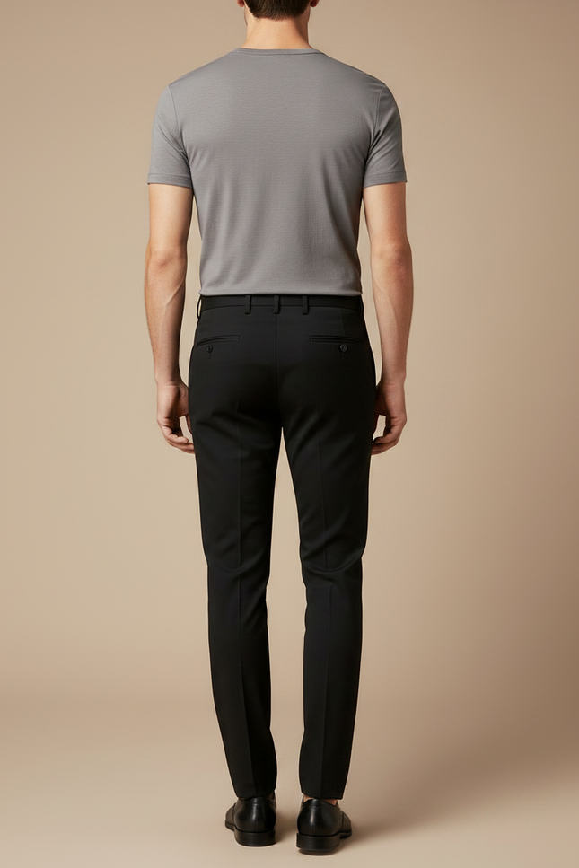 Pantalon Noir Slim Élégant Formel Homme - Gabardine - vue 2