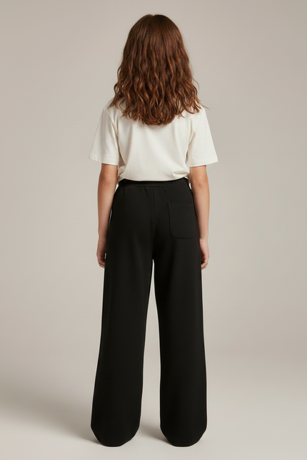 Pantalon Noir Ample Côtelé Enfant Confortable - Maille - vue 2