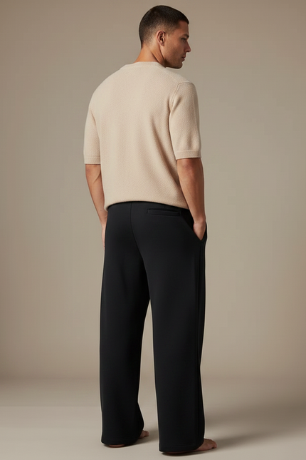 Pantalon Noir Ample Décontracté Taille Élastique - Molleton - vue 2