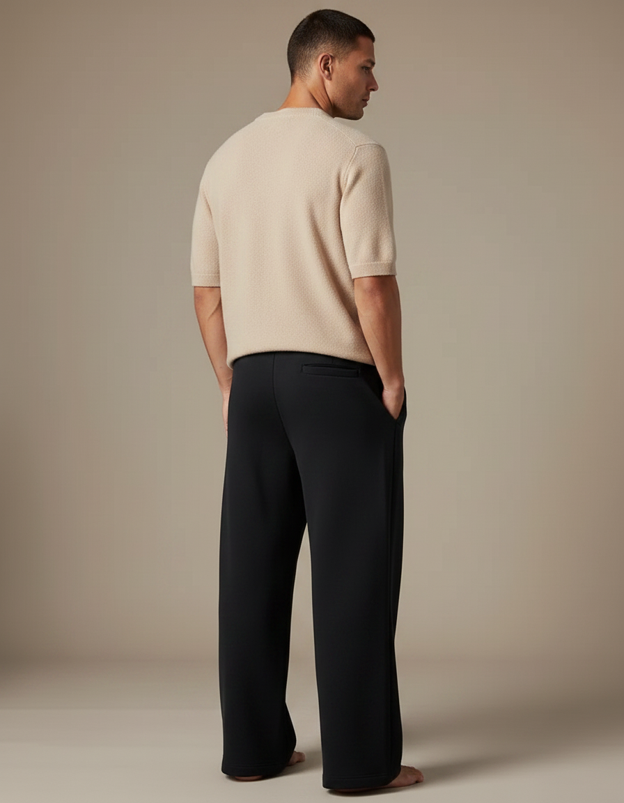 Pantalon Noir Ample Décontracté Taille Élastique - Molleton - vue 2