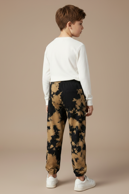 Pantalon Noir Tie-Dye Ample Garçon Décontracté - Molleton - vue 2