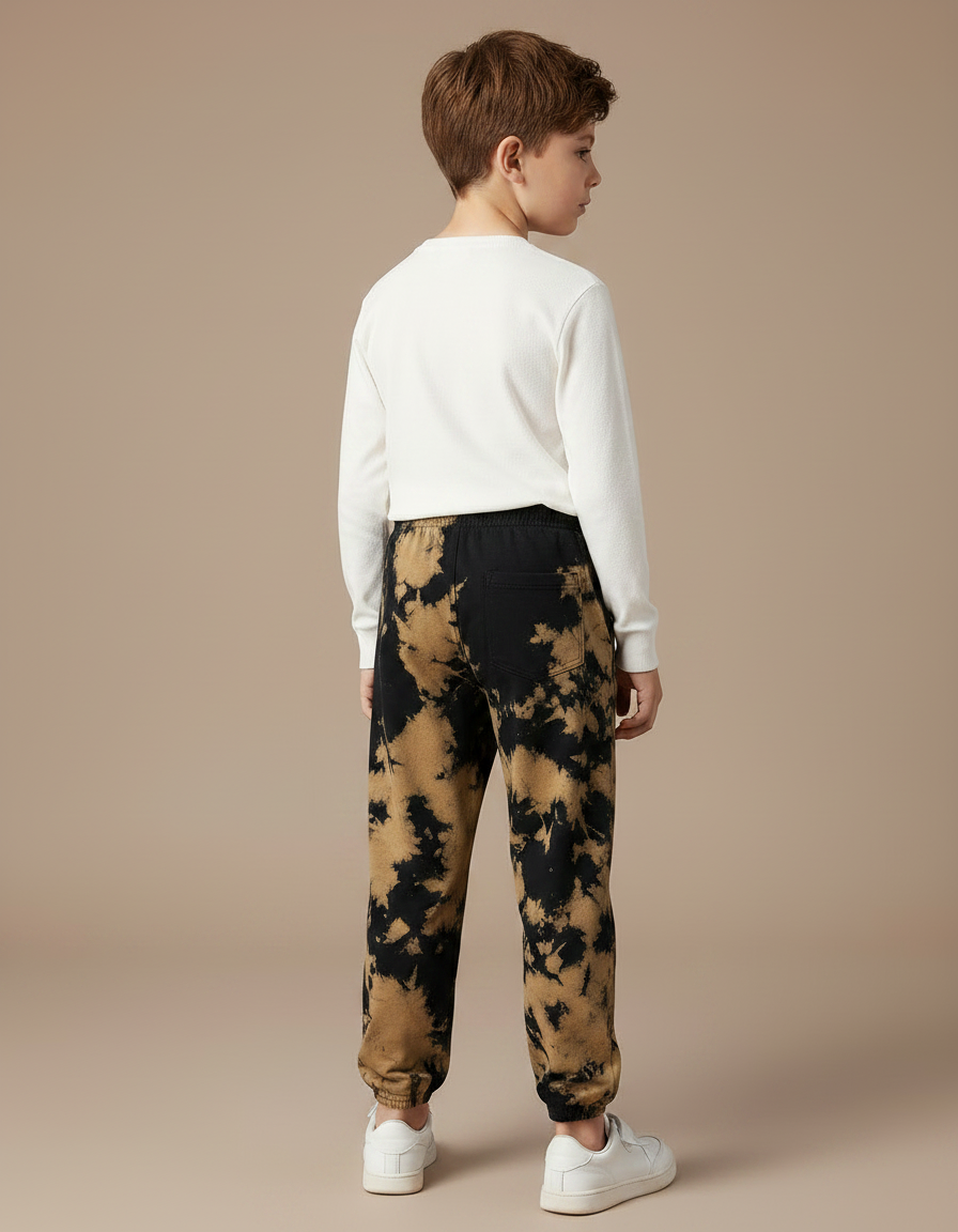 Pantalon Noir Tie-Dye Ample Garçon Décontracté - Molleton - vue 2