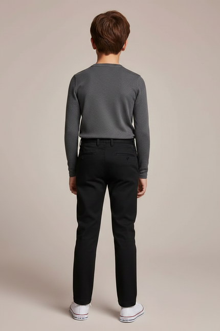 Pantalon Noir Garçon Classique Élégant Ajusté - Gabardine - vue 2