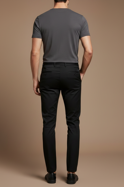 Pantalon Noir Slim Élégant Décontracté Homme - Gabardine - vue 2