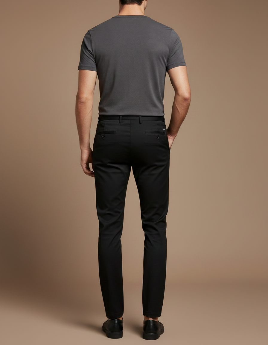 Pantalon Noir Slim Élégant Décontracté Homme - Gabardine - vue 2