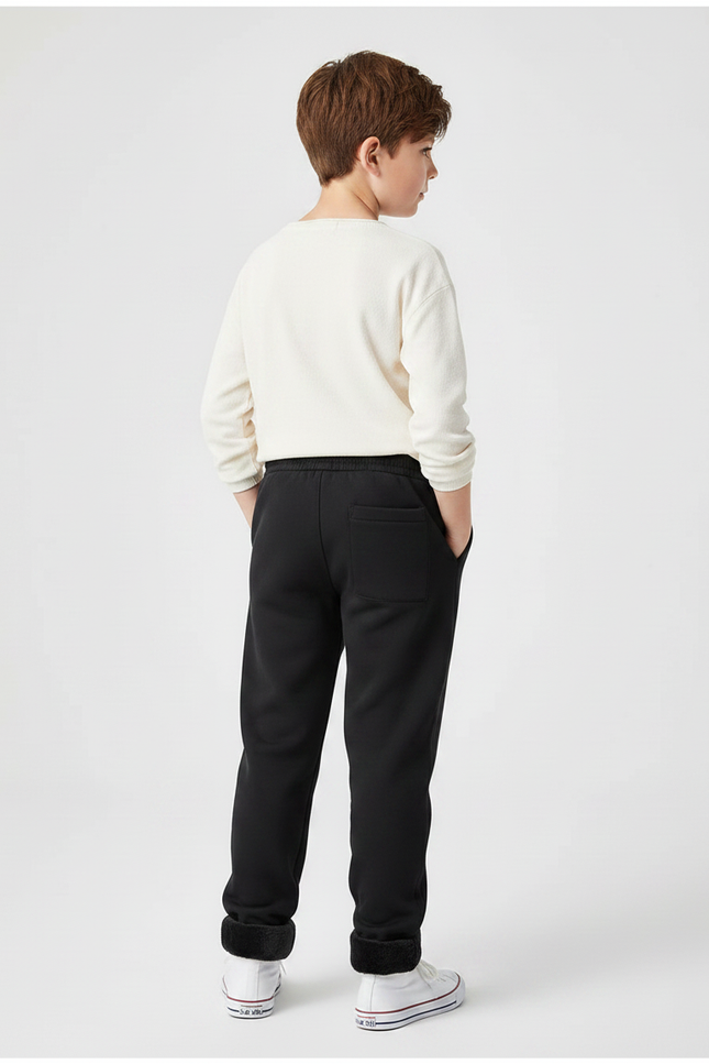 Pantalon Noir Molletonné Chaud Doublé Sport Enfant - vue 2