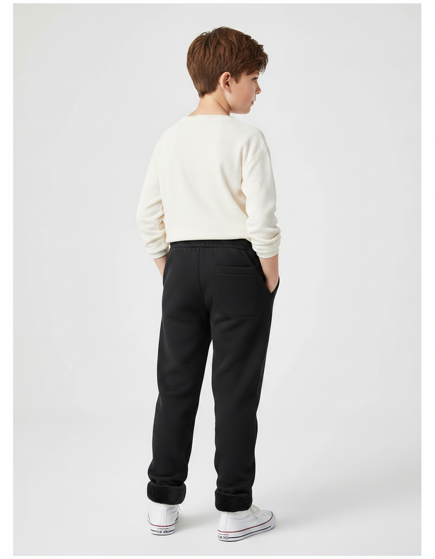 Pantalon Noir Molletonné Chaud Doublé Sport Enfant - vue 2