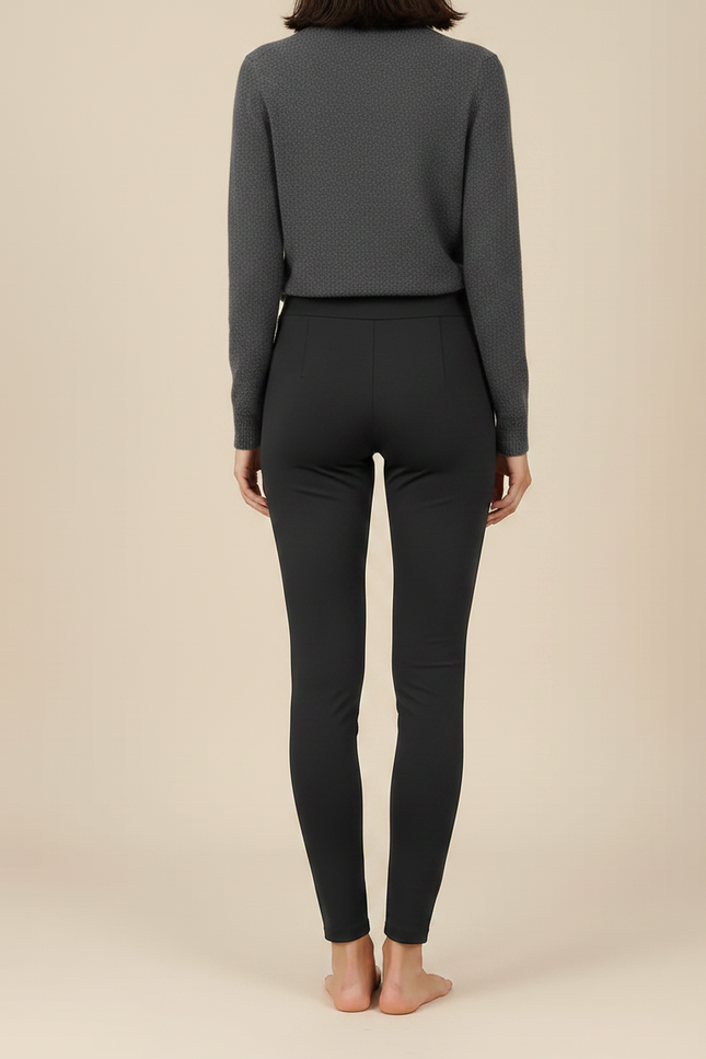 Pantalon Noir Moulant Doublé Polaire Hiver Femme - Polyester - vue 2