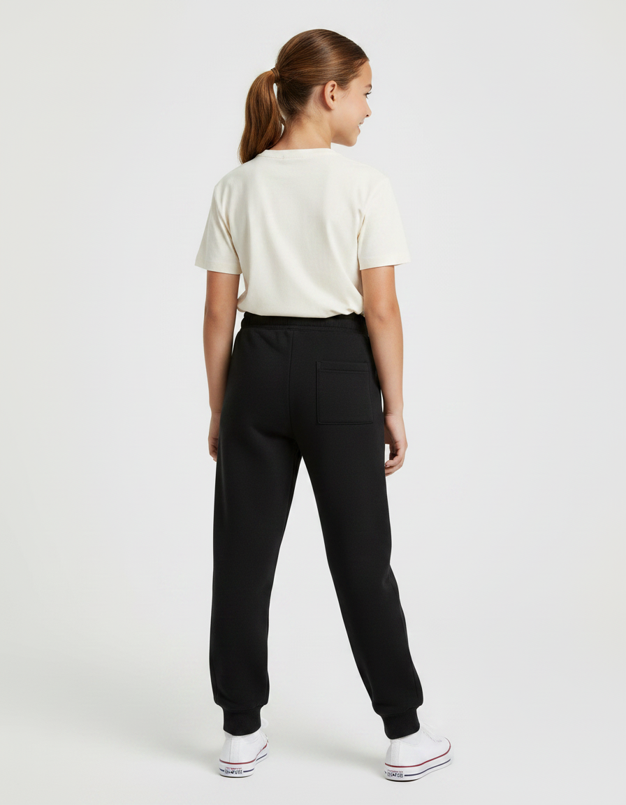 Pantalon Noir Molletonné Sportif Imprimé Confortable Décontracté - vue 2
