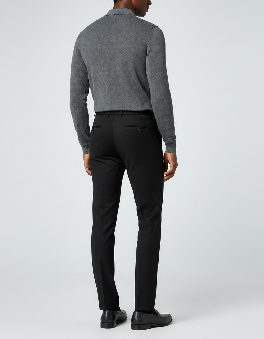 Pantalon Noir Slim Habillé Formel Homme - Polyester - vue 2