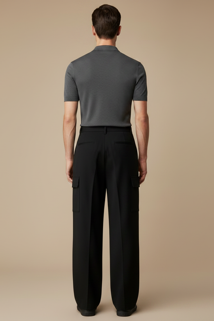 Pantalon Noir Ample Cargo Décontracté Homme - Gabardine - vue 2