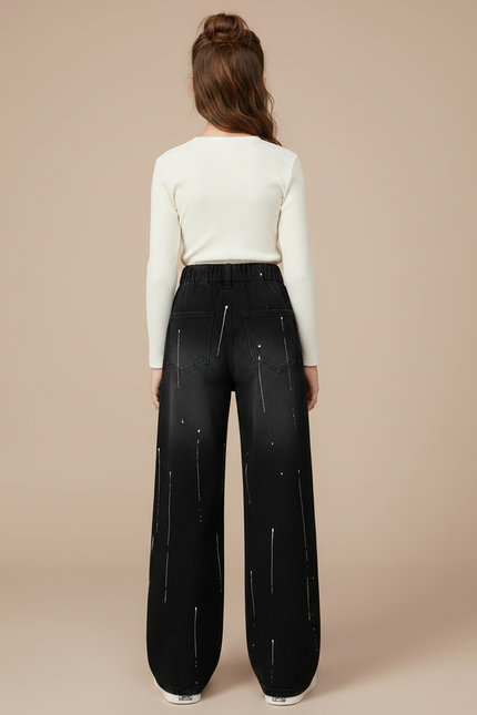 Pantalon Large Jean Noir - vue 2
