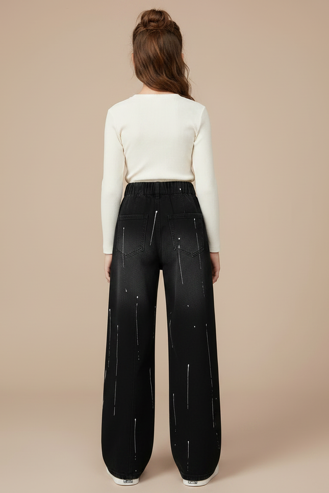Pantalon Large Jean Noir - vue 2
