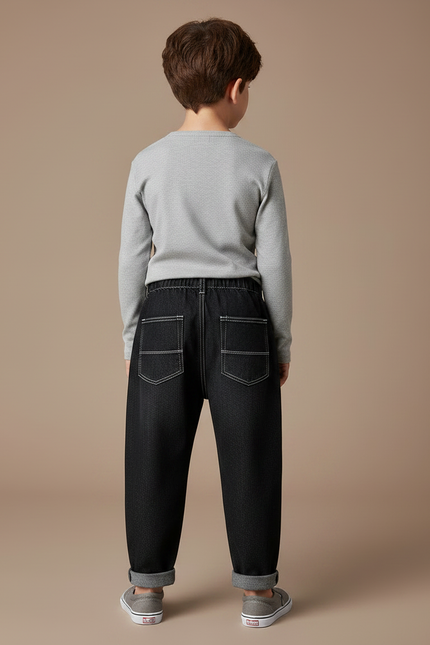 Pantalon Noir Enfant Décontracté Ample Denim - Jean - vue 2