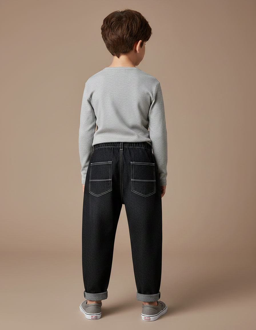 Pantalon Noir Enfant Décontracté Ample Denim - Jean - vue 2