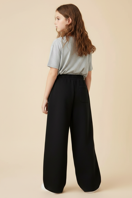 Pantalon Noir Ample Décontracté Fluide Sportif Fille - Molleton - vue 2