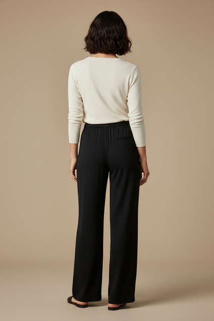 Pantalon Noir Fluide Ample Décontracté Femme - Viscose - vue 2