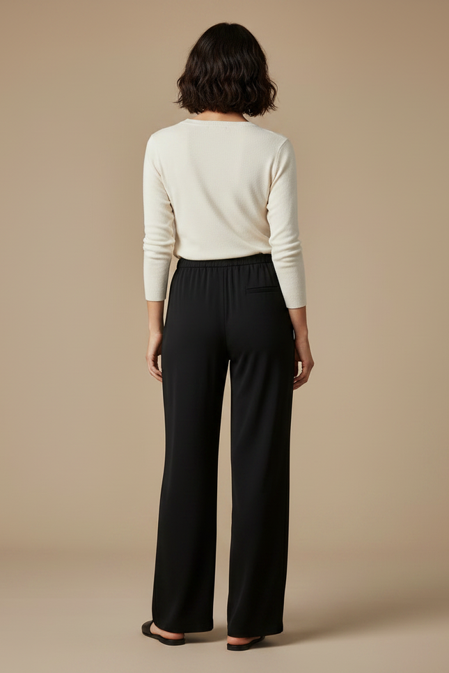 Pantalon Noir Fluide Ample Décontracté Femme - Viscose - vue 2