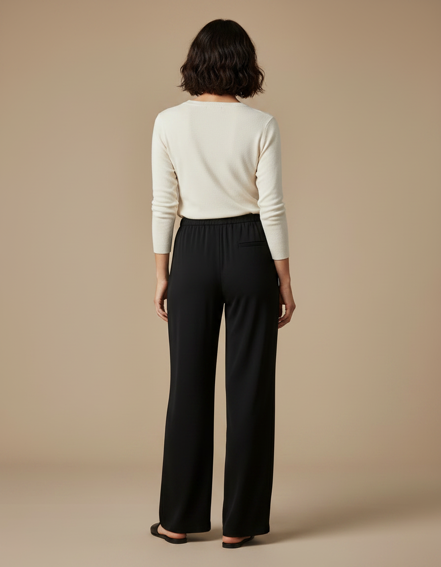 Pantalon Noir Fluide Ample Décontracté Femme - Viscose - vue 2