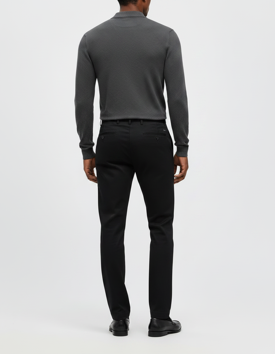 Pantalon Noir Homme Fuselé Décontracté Confortable - Polyester - vue 2