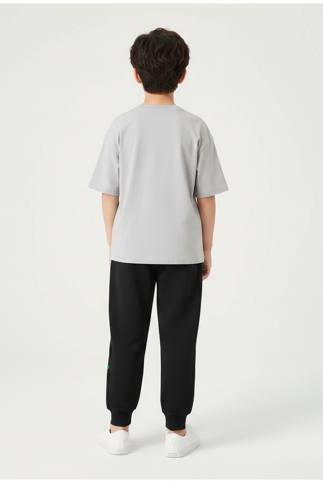 Pantalon Noir Jogging Ample Décontracté Enfant Imprimé - Molleton - vue 2